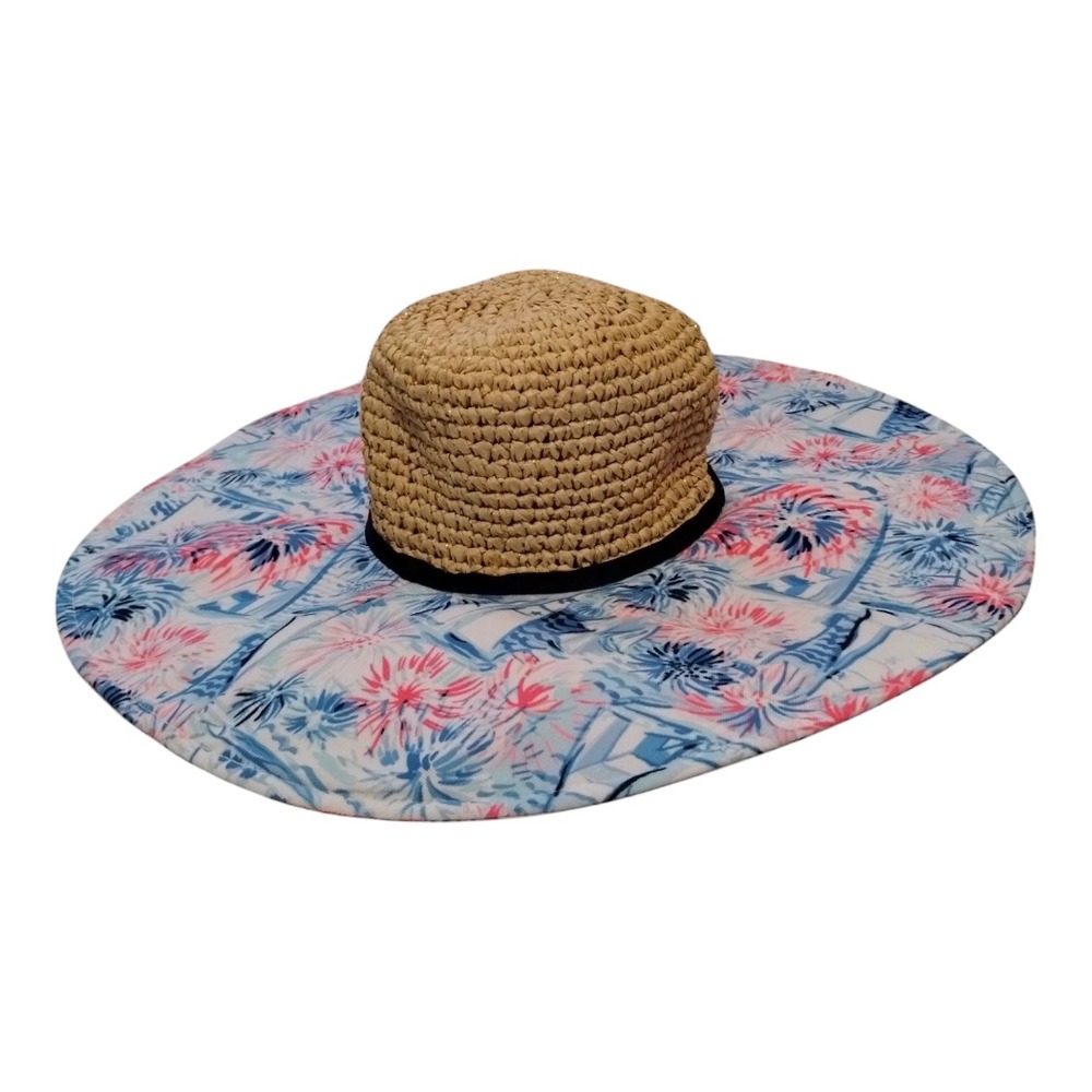 Lilly Pulitzer Sea To Shining Sea Floppy Pink Sailboats Wide Brim‎ Beach Sun Hat